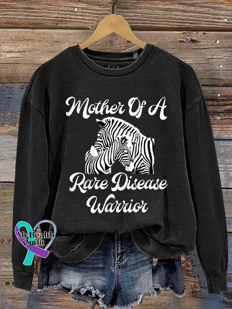 Mother Of A Rare Disease Warrior Care For Rare Zebra Ribbon Awareness Casual Sweatshirt Black / S