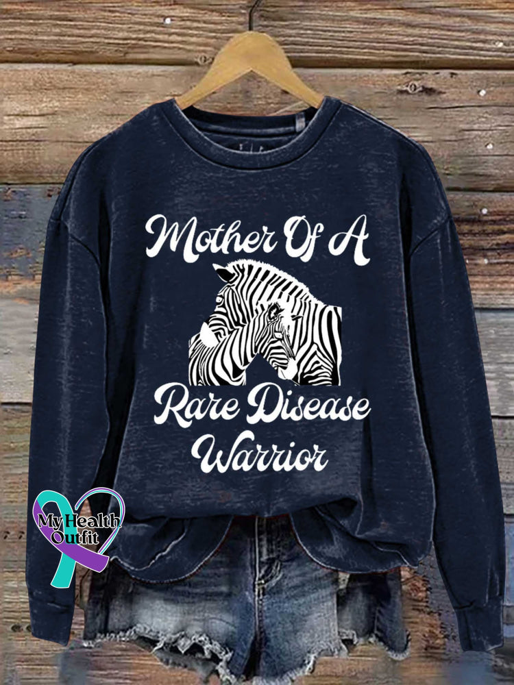 Mother Of A Rare Disease Warrior Care For Rare Zebra Ribbon Awareness Casual Sweatshirt Blue / S
