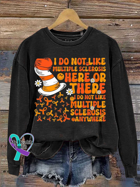 Ms Awareness Multiple Sclerosis Warrior Multiple Sclerosis Orange Ribbon Casual Sweatshirt Black / S