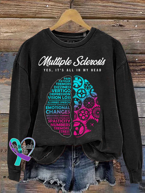 Ms Awareness Multiple Sclerosis Warrior Multiple Sclerosis Orange Ribbon Casual Sweatshirt Black / S