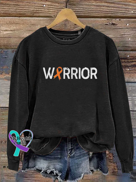 Ms Awareness Multiple Sclerosis Warrior Orange Ribbon Casual Sweatshirt Black / S