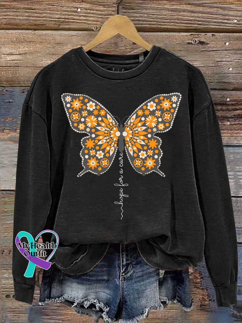 Ms Awareness Multiple Sclerosis Warrior Orange Ribbon Casual Sweatshirt Black / S
