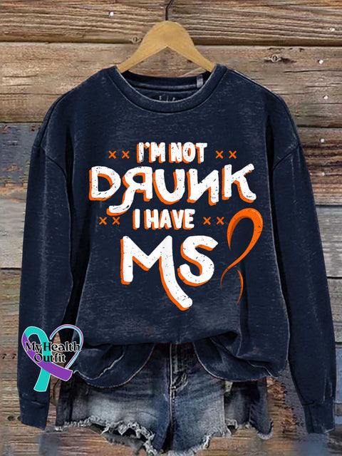 Ms Awareness Multiple Sclerosis Warrior Multiple Sclerosis Orange Ribbon Casual Sweatshirt Blue / S