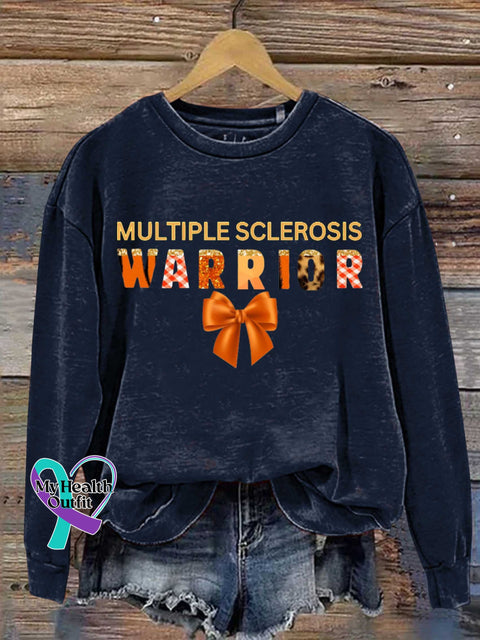 Ms Awareness Multiple Sclerosis Warrior Multiple Sclerosis Orange Ribbon Casual Sweatshirt Blue / S