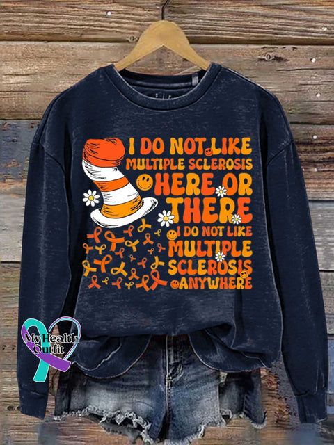 Ms Awareness Multiple Sclerosis Warrior Multiple Sclerosis Orange Ribbon Casual Sweatshirt Blue / S