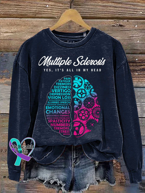 Ms Awareness Multiple Sclerosis Warrior Multiple Sclerosis Orange Ribbon Casual Sweatshirt Blue / S