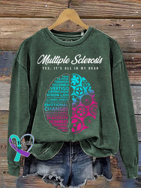 Ms Awareness Multiple Sclerosis Warrior Multiple Sclerosis Orange Ribbon Casual Sweatshirt Green / S