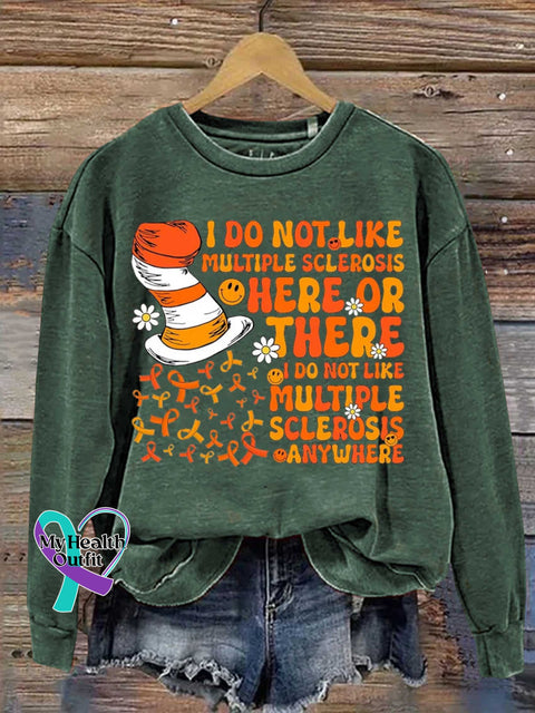 Ms Awareness Multiple Sclerosis Warrior Multiple Sclerosis Orange Ribbon Casual Sweatshirt Green / S