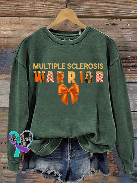 Ms Awareness Multiple Sclerosis Warrior Multiple Sclerosis Orange Ribbon Casual Sweatshirt Green / S