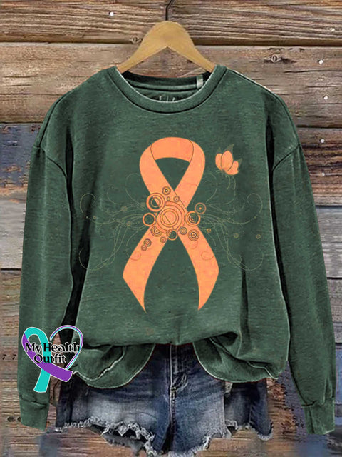 Ms Awareness Multiple Sclerosis Warrior Multiple Sclerosis Orange Ribbon Casual Sweatshirt Green / S