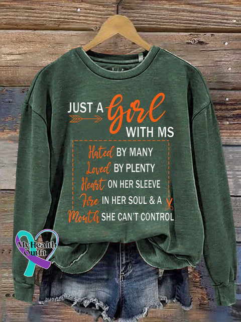 Ms Awareness Multiple Sclerosis Warrior Multiple Sclerosis Orange Ribbon Casual Sweatshirt Green / S