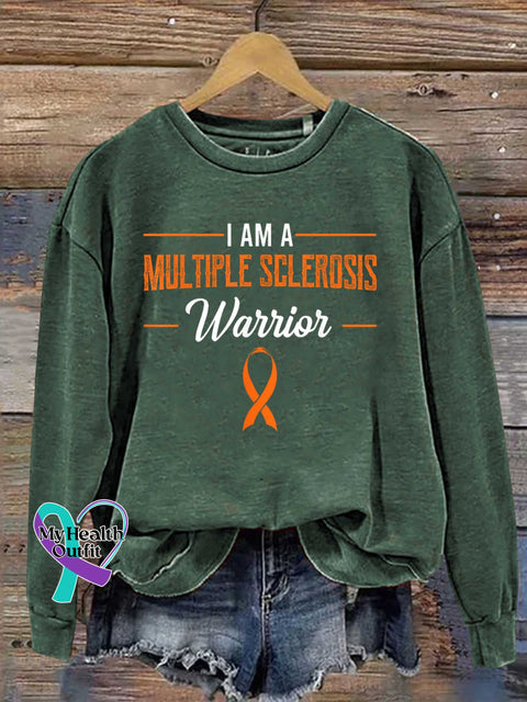Ms Awareness Multiple Sclerosis Warrior Multiple Sclerosis Orange Ribbon Casual Sweatshirt Green / S