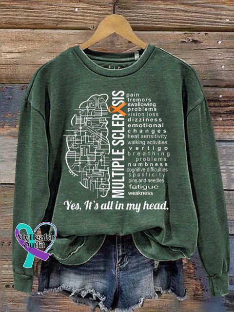 Ms Awareness Multiple Sclerosis Warrior Multiple Sclerosis Orange Ribbon Casual Sweatshirt Green / S