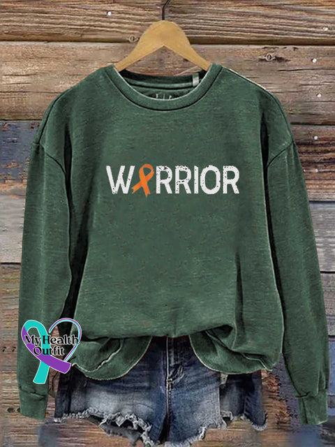 Ms Awareness Multiple Sclerosis Warrior Orange Ribbon Casual Sweatshirt Green / S