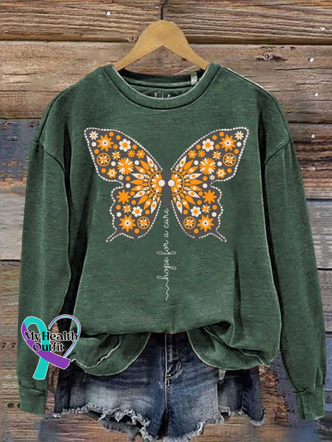 Ms Awareness Multiple Sclerosis Warrior Orange Ribbon Casual Sweatshirt Green / S