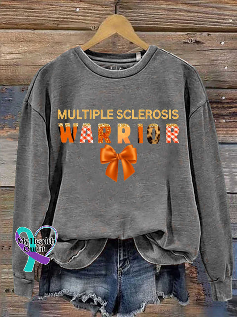 Ms Awareness Multiple Sclerosis Warrior Multiple Sclerosis Orange Ribbon Casual Sweatshirt Grey / S