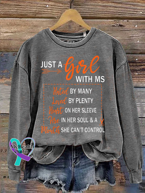 Ms Awareness Multiple Sclerosis Warrior Multiple Sclerosis Orange Ribbon Casual Sweatshirt Grey / S
