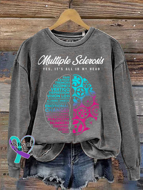 Ms Awareness Multiple Sclerosis Warrior Multiple Sclerosis Orange Ribbon Casual Sweatshirt Grey / S