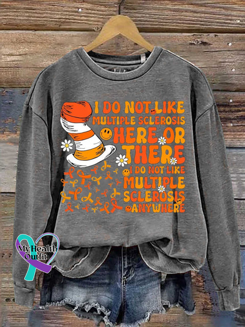 Ms Awareness Multiple Sclerosis Warrior Multiple Sclerosis Orange Ribbon Casual Sweatshirt Grey / S