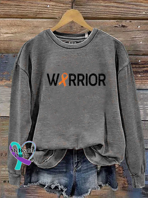 Ms Awareness Multiple Sclerosis Warrior Orange Ribbon Casual Sweatshirt Grey / S