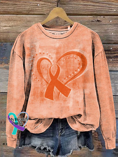 Ms Awareness Multiple Sclerosis Warrior Multiple Sclerosis Orange Ribbon Casual Sweatshirt Multicolor / S