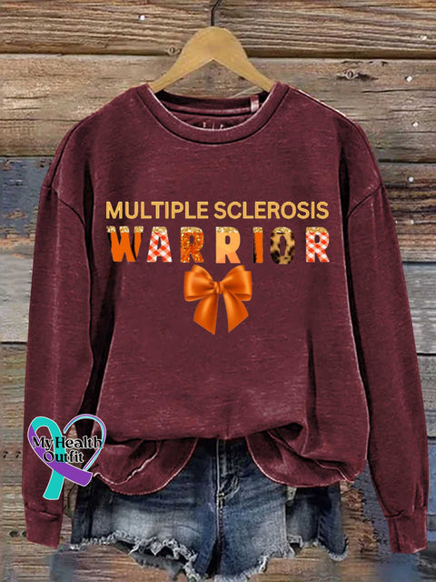 Ms Awareness Multiple Sclerosis Warrior Multiple Sclerosis Orange Ribbon Casual Sweatshirt Red / S