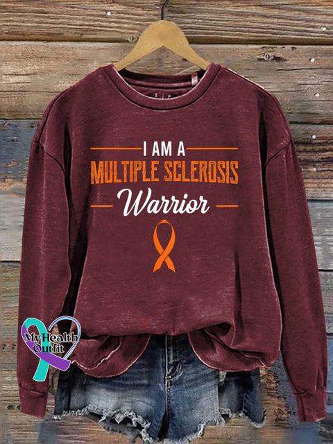 Ms Awareness Multiple Sclerosis Warrior Multiple Sclerosis Orange Ribbon Casual Sweatshirt Red / S