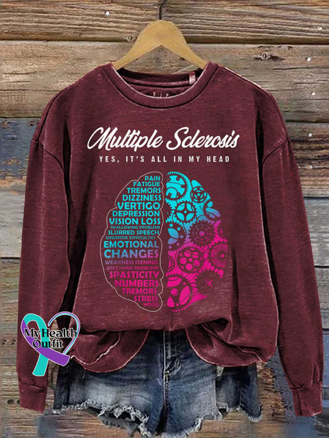 Ms Awareness Multiple Sclerosis Warrior Multiple Sclerosis Orange Ribbon Casual Sweatshirt Red / S