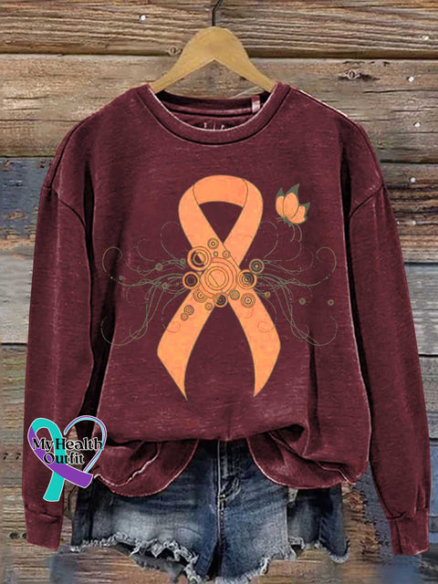 Ms Awareness Multiple Sclerosis Warrior Multiple Sclerosis Orange Ribbon Casual Sweatshirt Red / S