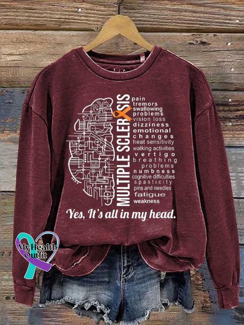 Ms Awareness Multiple Sclerosis Warrior Multiple Sclerosis Orange Ribbon Casual Sweatshirt Red / S