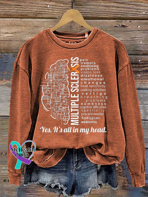 Ms Awareness Multiple Sclerosis Warrior Multiple Sclerosis Orange Ribbon Casual Sweatshirt Orange / S