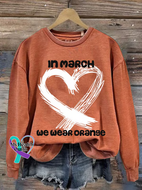 Ms Awareness Multiple Sclerosis Warrior Multiple Sclerosis Orange Ribbon Casual Sweatshirt Orange / S