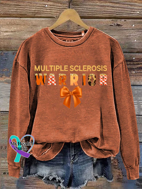 Ms Awareness Multiple Sclerosis Warrior Multiple Sclerosis Orange Ribbon Casual Sweatshirt Orange / S