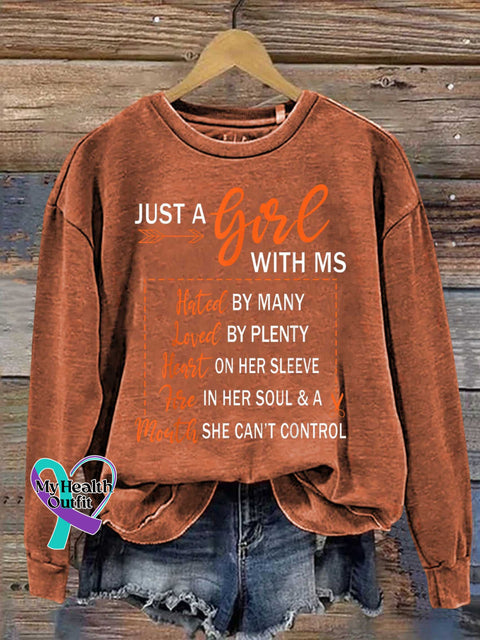 Ms Awareness Multiple Sclerosis Warrior Multiple Sclerosis Orange Ribbon Casual Sweatshirt Orange / S