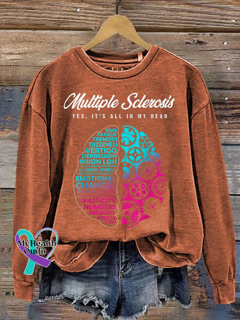 Ms Awareness Multiple Sclerosis Warrior Multiple Sclerosis Orange Ribbon Casual Sweatshirt Orange / S