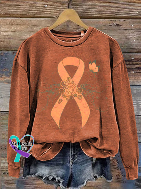 Ms Awareness Multiple Sclerosis Warrior Multiple Sclerosis Orange Ribbon Casual Sweatshirt Orange / S