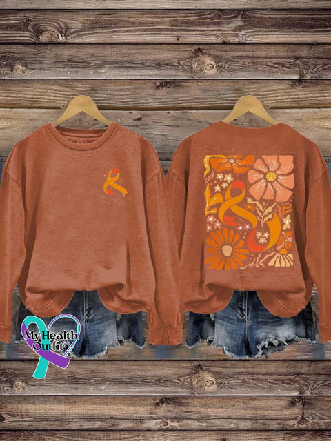 Ms Awareness Multiple Sclerosis Warrior Orange Ribbon Casual Sweatshirt / S