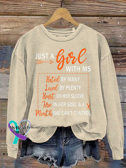 Ms Awareness Multiple Sclerosis Warrior Multiple Sclerosis Orange Ribbon Casual Sweatshirt Sand / S