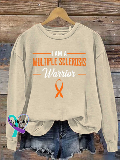 Ms Awareness Multiple Sclerosis Warrior Multiple Sclerosis Orange Ribbon Casual Sweatshirt Sand / S