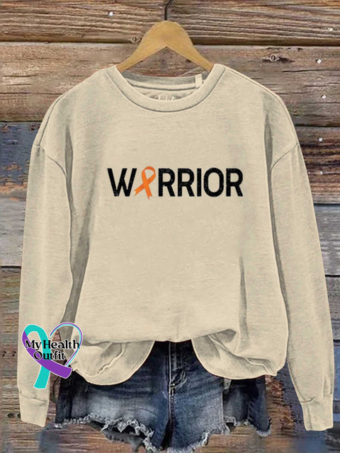 Ms Awareness Multiple Sclerosis Warrior Orange Ribbon Casual Sweatshirt Sand / S