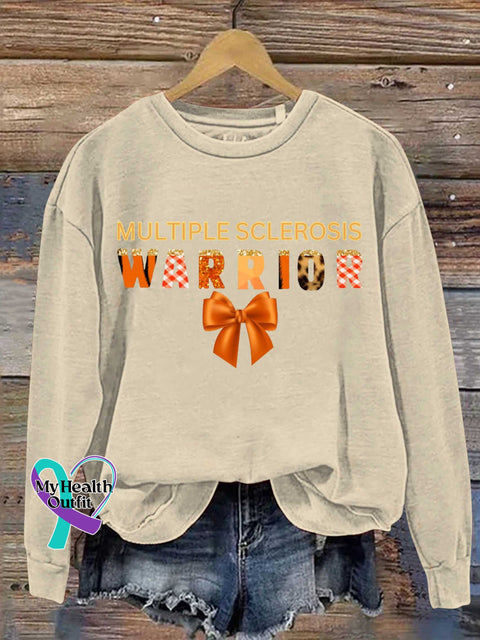 Ms Awareness Multiple Sclerosis Warrior Multiple Sclerosis Orange Ribbon Casual Sweatshirt Sand / S