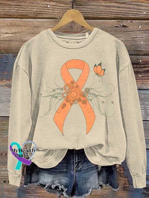 Ms Awareness Multiple Sclerosis Warrior Multiple Sclerosis Orange Ribbon Casual Sweatshirt Sand / S