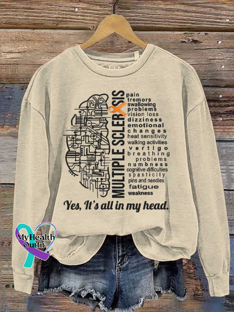 Ms Awareness Multiple Sclerosis Warrior Multiple Sclerosis Orange Ribbon Casual Sweatshirt Sand / S