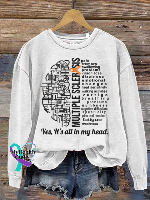 Ms Awareness Multiple Sclerosis Warrior Multiple Sclerosis Orange Ribbon Casual Sweatshirt White / S