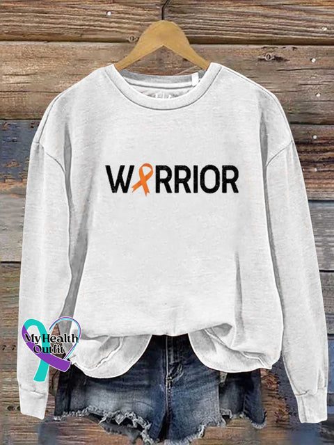 Ms Awareness Multiple Sclerosis Warrior Orange Ribbon Casual Sweatshirt White / S