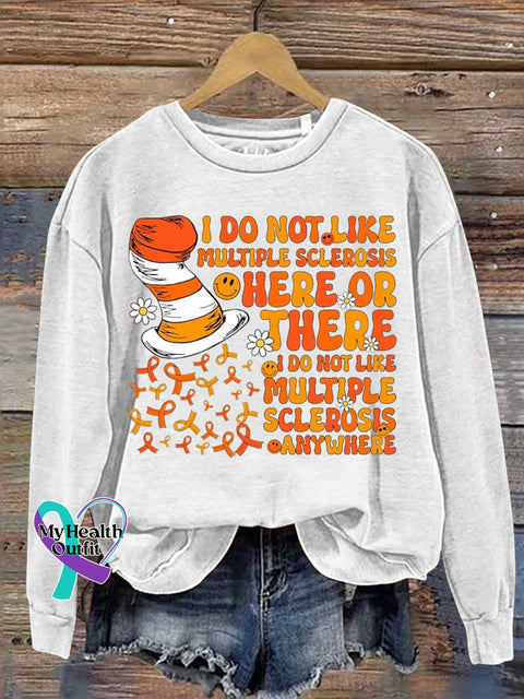Ms Awareness Multiple Sclerosis Warrior Multiple Sclerosis Orange Ribbon Casual Sweatshirt White / S