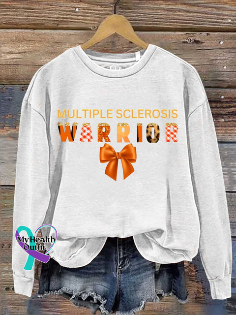 Ms Awareness Multiple Sclerosis Warrior Multiple Sclerosis Orange Ribbon Casual Sweatshirt White / S