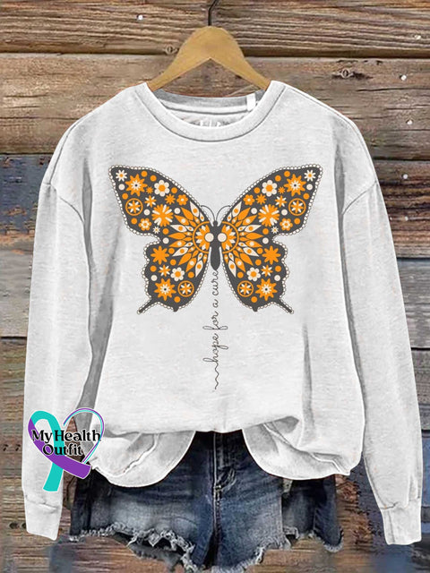 Ms Awareness Multiple Sclerosis Warrior Orange Ribbon Casual Sweatshirt White / S