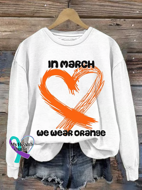 Ms Awareness Multiple Sclerosis Warrior Multiple Sclerosis Orange Ribbon Casual Sweatshirt White / S