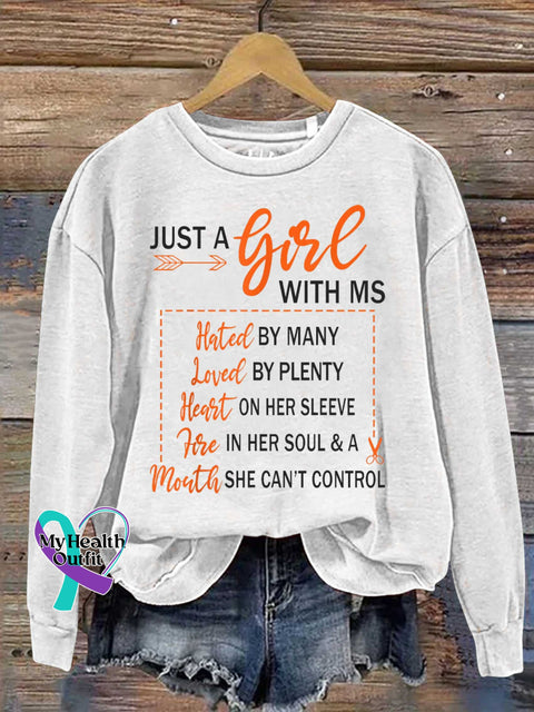Ms Awareness Multiple Sclerosis Warrior Multiple Sclerosis Orange Ribbon Casual Sweatshirt White / S